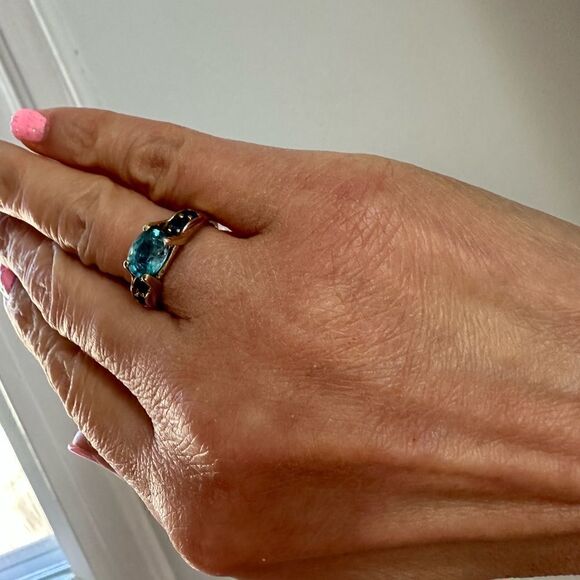 14K Yellow Gold 0.47 Carat Apatite & 1.74 Carat Oval Zircon ring - Picture 8 of 9